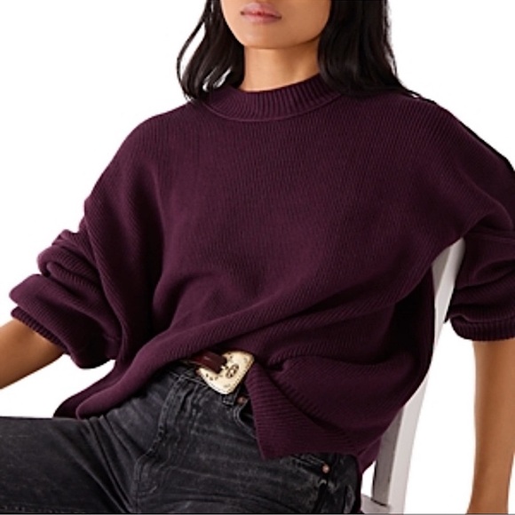 Free People Sweaters - Free People Easy Street Crew Neck Sweater Size S Violet Panther Ribbed Oversized